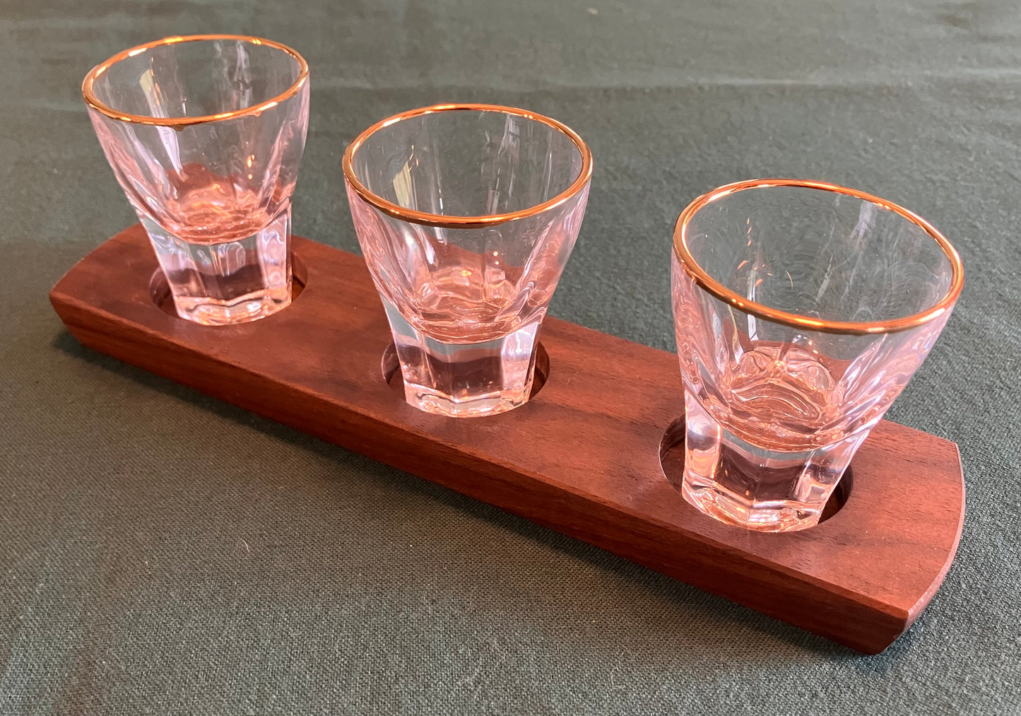 Walnut 3-Hole Shot Glass/Tealight Candle Holder