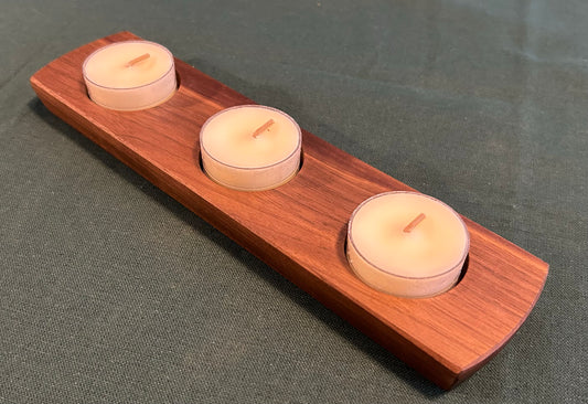 Walnut 3-Hole Tealight Candle Holder