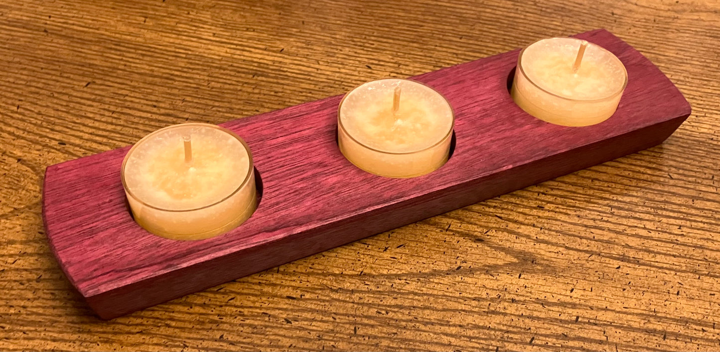 Purpleheart 3-Hole Tealight Candle Holder