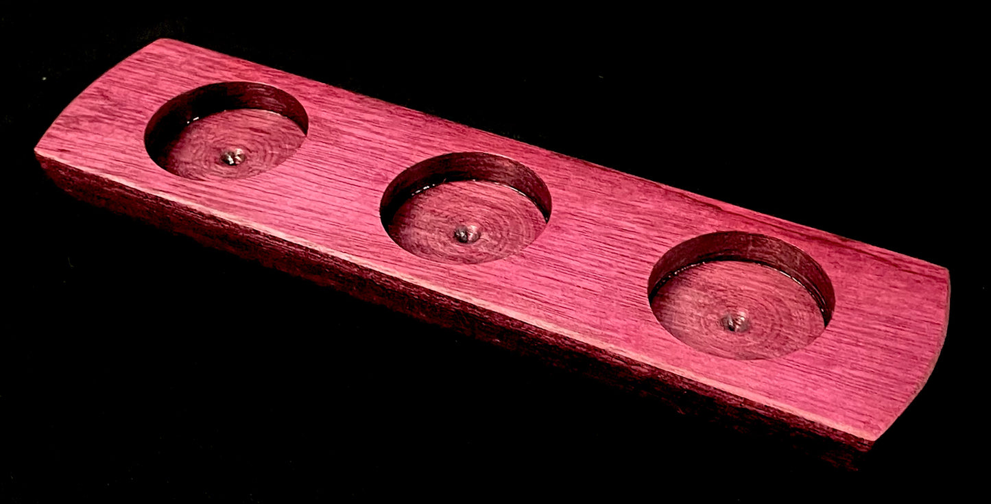 Purpleheart 3-Hole Tealight Candle Holder