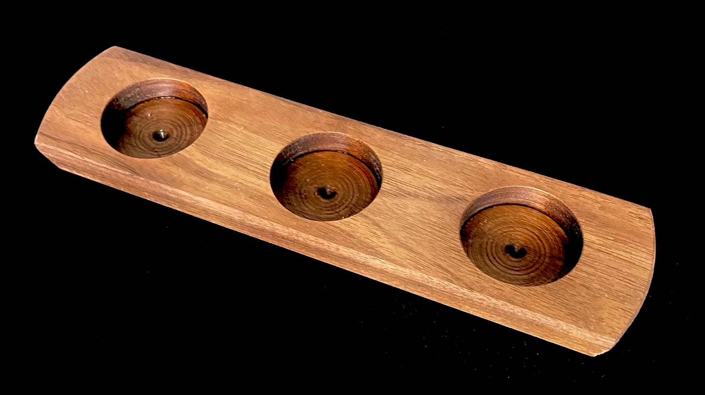 Walnut 3-Hole Tealight Candle Holder