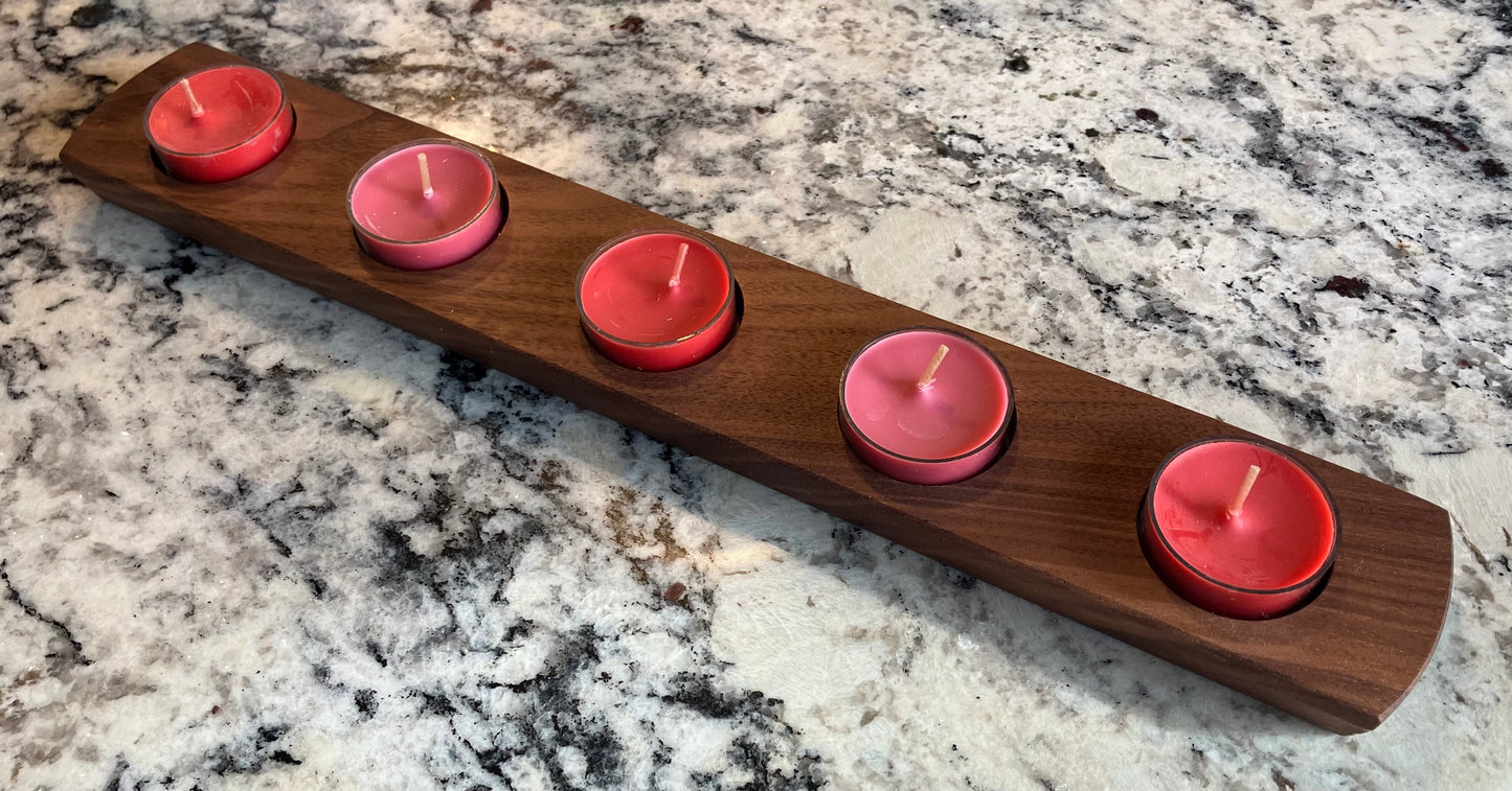 Walnut 5-Hole Tealight Candle Holder